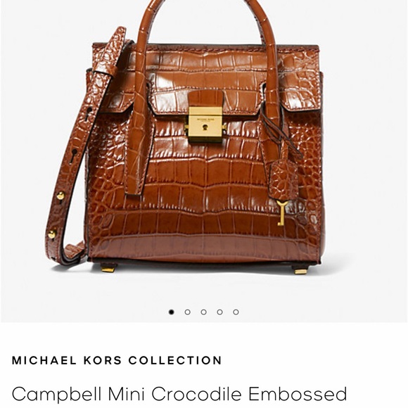 Micheal Kors Campbell Mini Crocodile Embossed Leather Satchel - Picture 11 of 17
